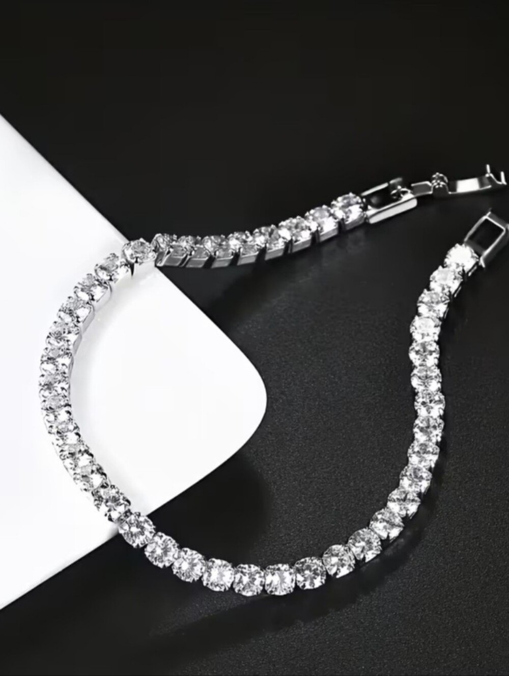 925 Sterling Silver White Tennis Bracelet - Picture 3 of 4